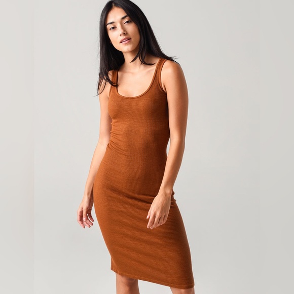 (A53) MONROW Supersoft Rib Tank Dress in Caramel, Color: Caramel, Size XL, NWT - Picture 2 of 16